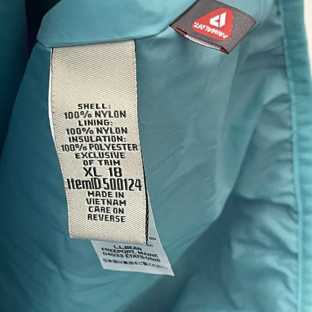 LL Bean Puffer Vest Girls XL 18 Purple Primaloft Quilted Double Up Camping Layer